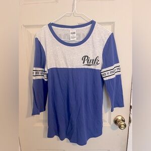 PINK Victoria's Secret Kids Blue and Gray Long Sleeve Tee